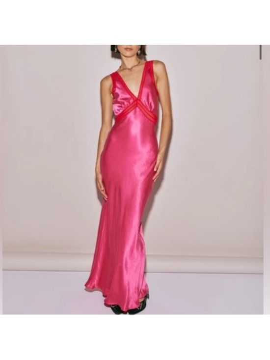 Vrg Grl Dresses & Skirts - VRG Girl Meet Me On The Dance Floor Bias Cut Slip Maxi Dress Small Pink Red